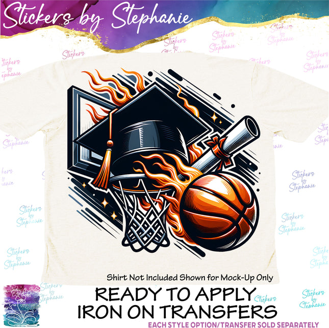 (s2-02-010) Basketball Senior Graduate Iron-On Transfer