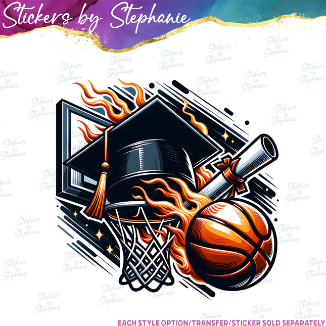 (s2-02-010) Basketball Senior Graduate Iron-On Transfer