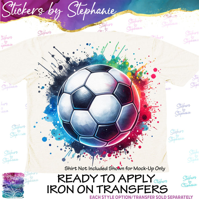 (s2-02-011) Colorful Splash Soccer Ball Iron-On Transfer