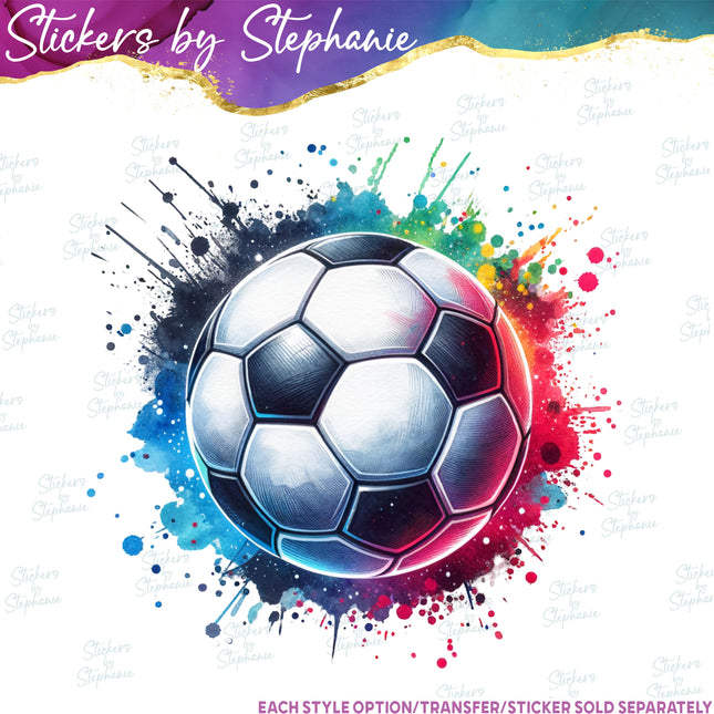 (s2-02-011) Colorful Splash Soccer Ball Iron-On Transfer