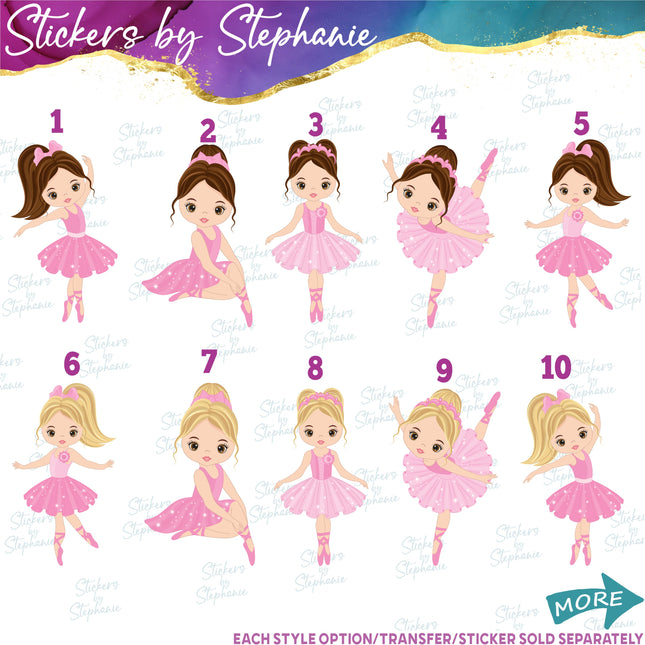 (s2-02-036) Ballerina, Ballet Dancer Iron-On Transfer