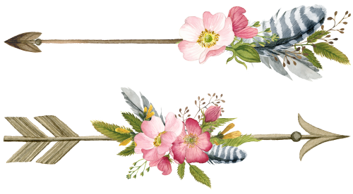 (s002-2-C) Wild Rose Pink Watercolor Arrows Set or Single