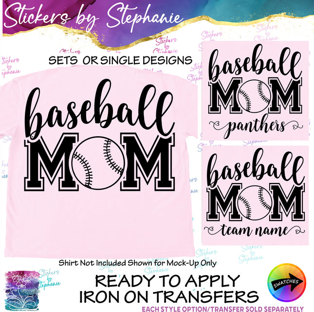 (s2-03-103) Baseball Mom, Team Name  Iron-On Transfer
