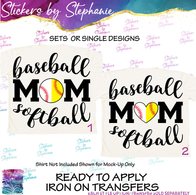 (s2-03-109) Baseball Softball Mom  Iron-On Transfer