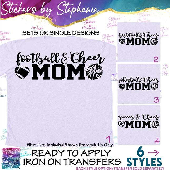 (s2-03-118) Baseball, Basketball, Soccer Cheer Mom  Iron-On Transfer