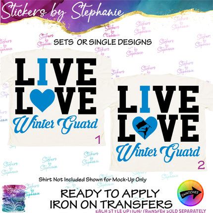 (s2-03-122) Live Love I Heart Winter Guard  Iron-On Transfer