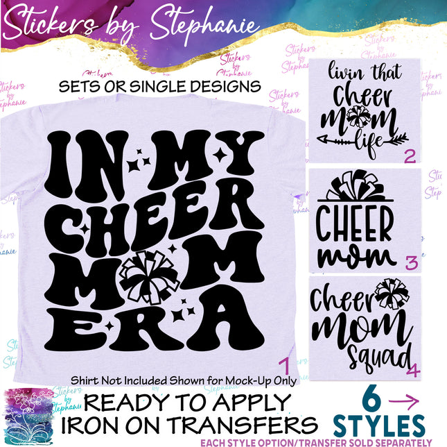 (s2-03-036) In My Cheer Mom Era, Life, Squad Pom-Pom  Iron-On Transfer