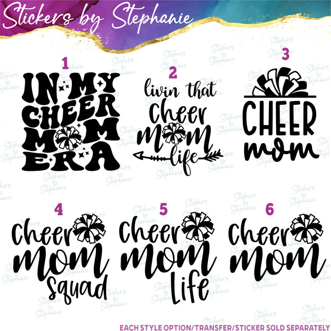 (s2-03-036) In My Cheer Mom Era, Life, Squad Pom-Pom  Iron-On Transfer