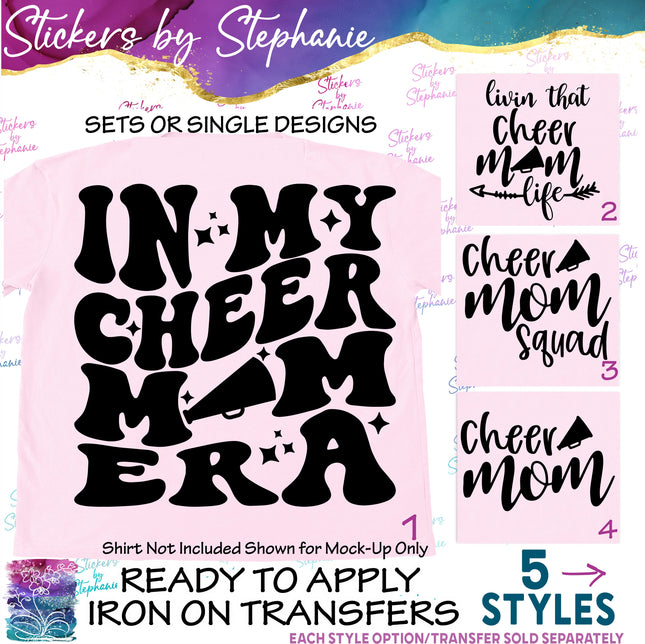 (s2-03-037) In My Cheer Mom Era, Life, Squad Megaphone Iron-On Transfer