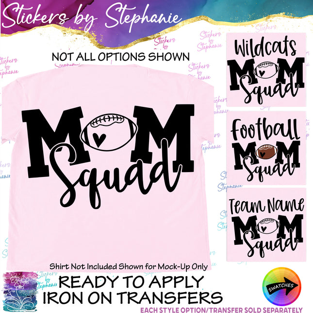 (s2-03-044) Football Mom Squad, Team Name Iron-On Transfer