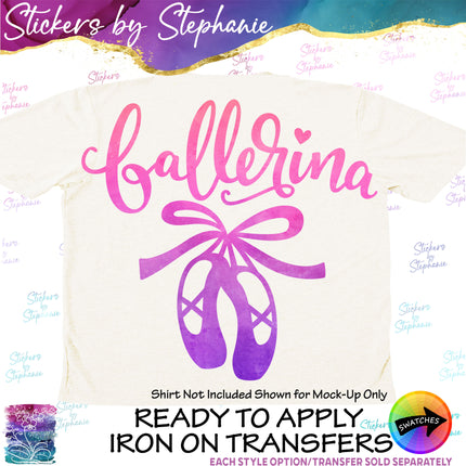 (s2-03-047) Ballerina, Ballet Slippers Iron-On Transfer