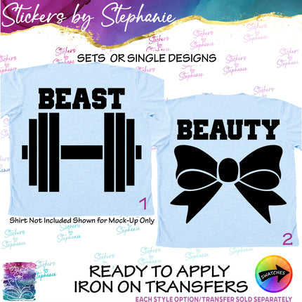 (s2-03-049) Beast Weights, Beauty Bow  Iron-On Transfer