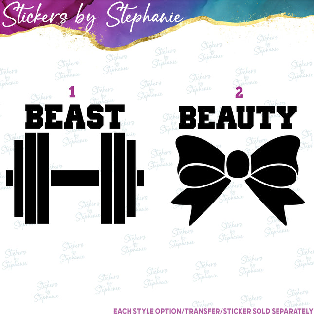 (s2-03-049) Beast Weights, Beauty Bow  Iron-On Transfer