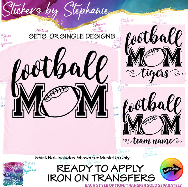 (s2-03-056) Football Mom, Team Name Iron-On Transfer