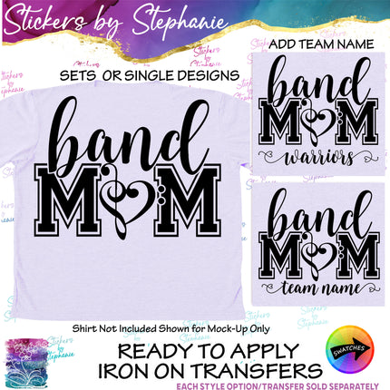 (s2-03-058) Band Mom, Team Name Iron-On Transfer