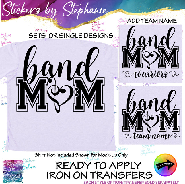 (s2-03-058) Band Mom, Team Name Iron-On Transfer