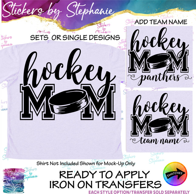 (s2-03-059) Hockey Mom, Team Name Iron-On Transfer