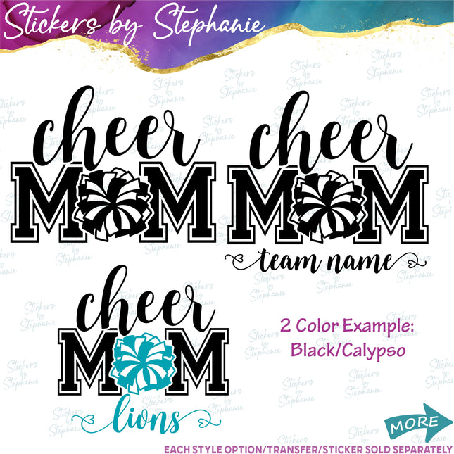 (s2-03-065) Cheer Mom, Team Name  Iron-On Transfer