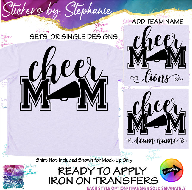 (s2-03-066) Cheer Mom, Megaphone, Team Name Iron-On Transfer