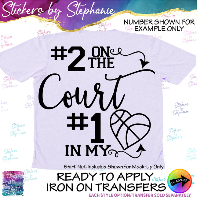 (s2-03-071) Number on the Court #1 in My Heart Basketball  Iron-On Transfer