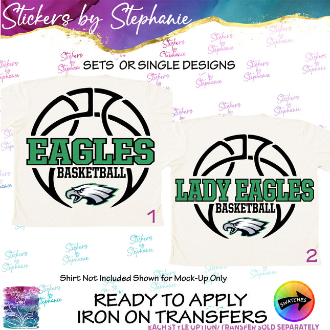 (s2-03-075) Eagles, Basketball Iron-On Transfer