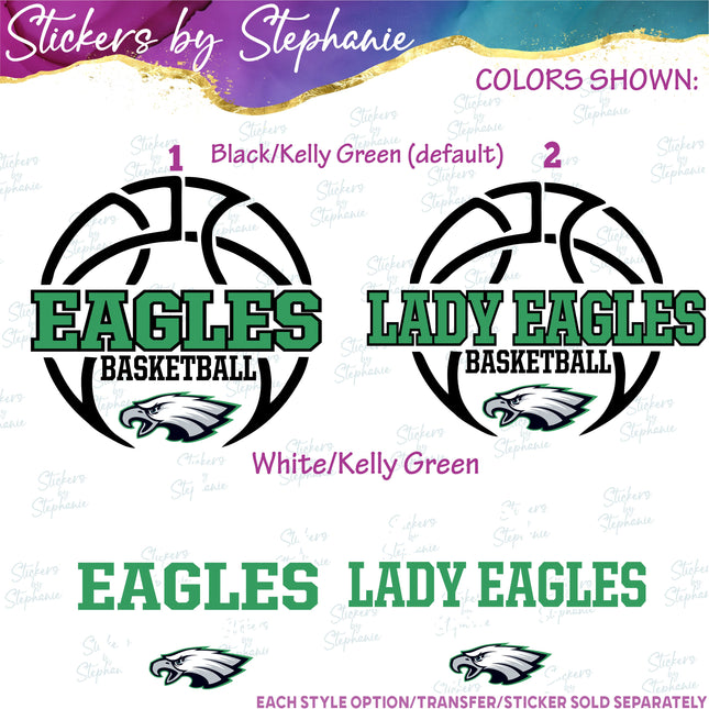 (s2-03-075) Eagles, Basketball Iron-On Transfer