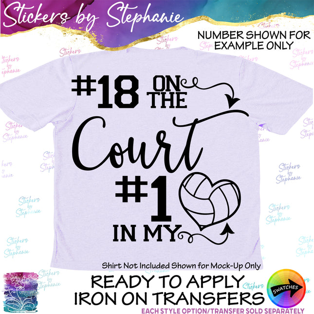 (s03-673) Number on the Court #1 in My Heart Volleyball Iron-On Transfer