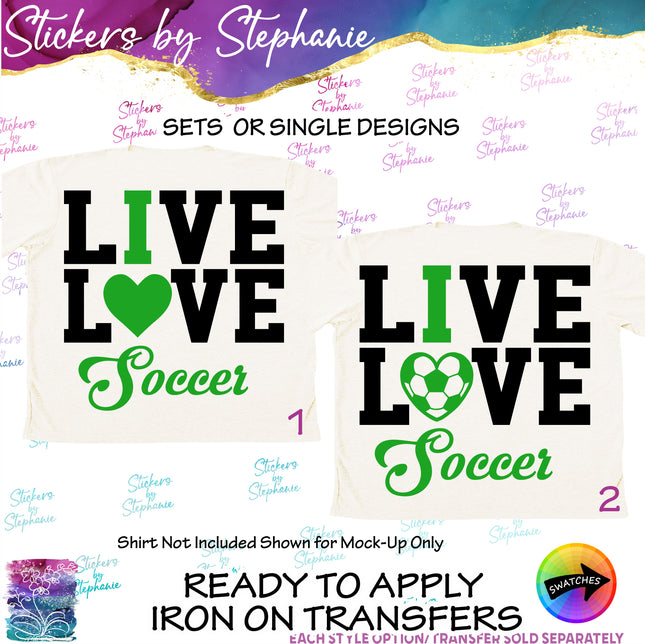 (s2-03-089) Live Love I Heart Soccer  Iron-On Transfer