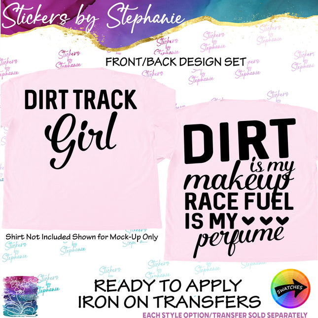 (s2-03-099) Dirt Track Girl, Motocross Racing  Iron-On Transfer