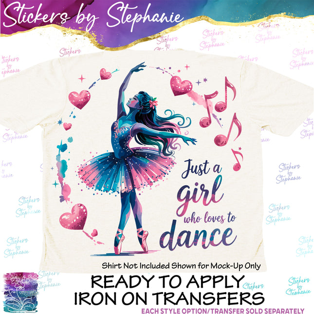 (s2-04-014) Just a Girl Who Loves to Dance Iron-On Transfer