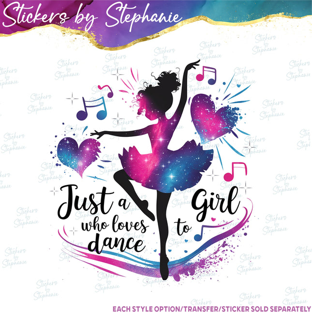 (s2-04-016) Just a Girl Who Loves to Dance Iron-On Transfer