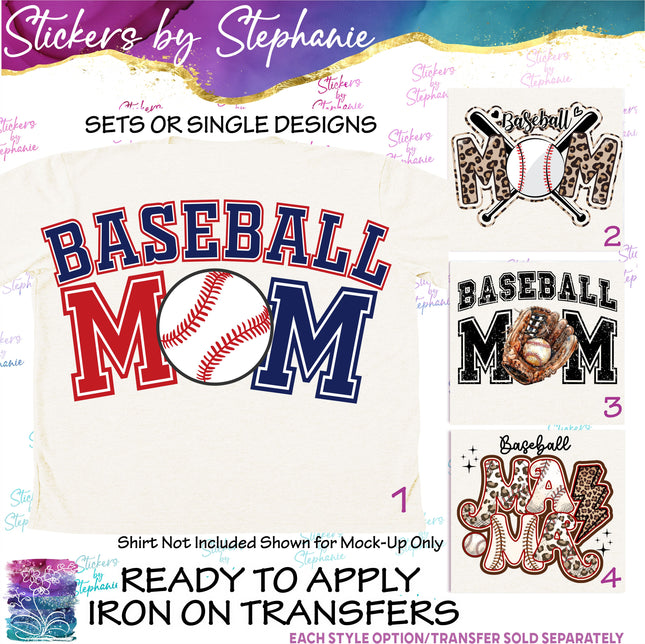 (s2-04-002) Baseball Mom Mama Iron-On Transfer