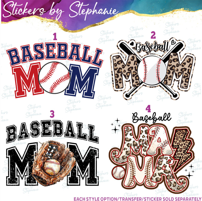 (s2-04-002) Baseball Mom Mama Iron-On Transfer