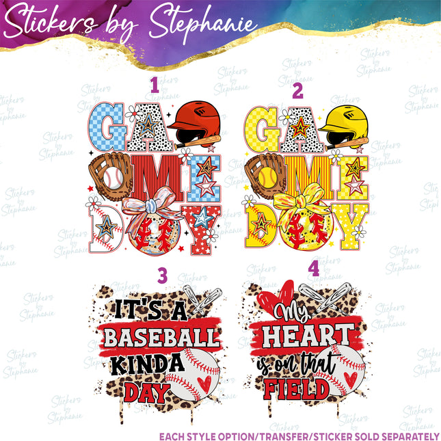 (s2-04-003) Baseball, Softball Game Day Iron-On Transfer