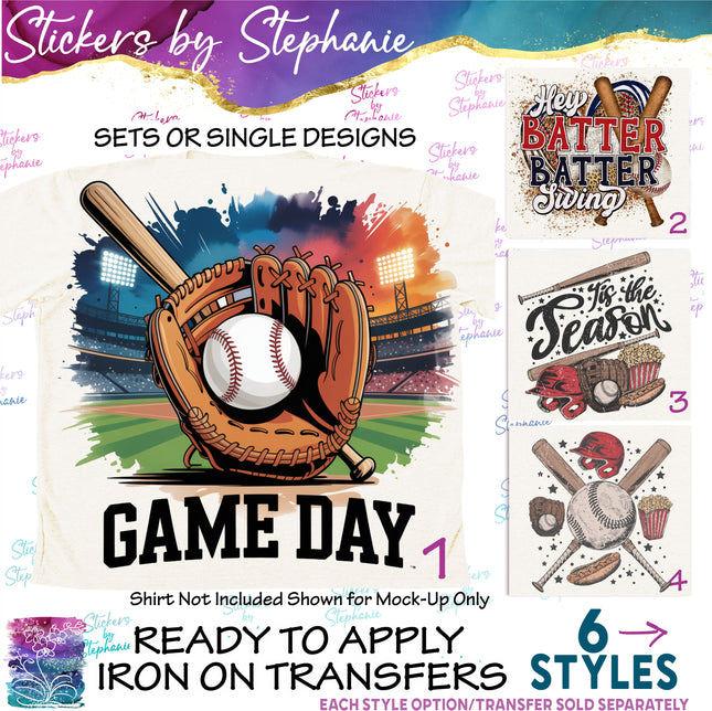 (s2-04-004) Baseball Game Day Tis the Season Iron-On Transfer