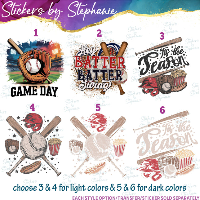 (s2-04-004) Baseball Game Day Tis the Season Iron-On Transfer