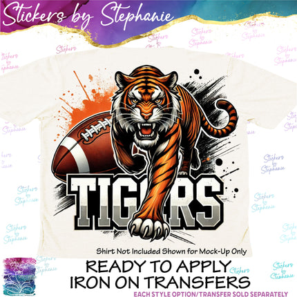 (s2-04-005) Football Tigers Iron-On Transfer