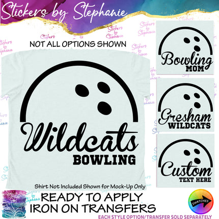(s2-05-006) Bowling Team Name Text Custom Iron-On Transfer