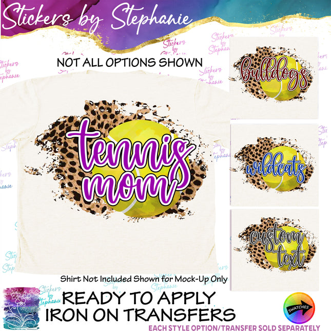 (s06-080) Tennis Leopard Team Name Text Custom Iron-On Transfer
