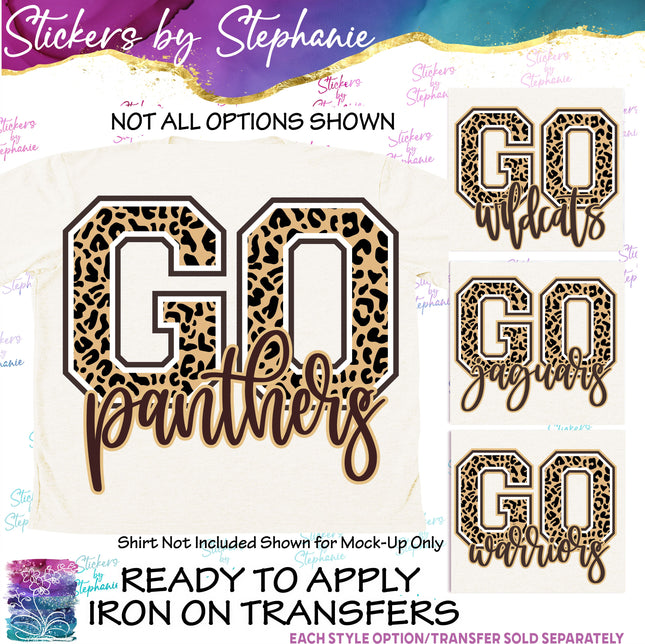 (s06-082) Go Team Name Leopard Print Custom Iron-On Transfer
