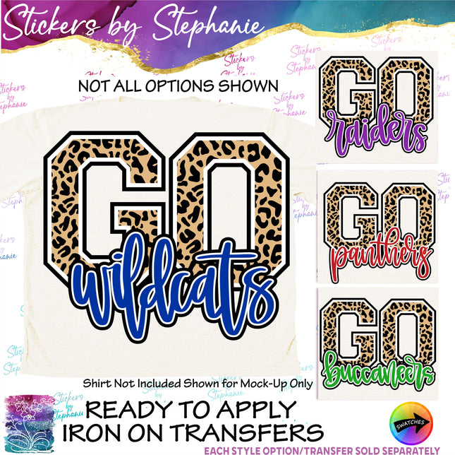 (s06-083) Go Team Name Leopard Print Custom Iron-On Transfer