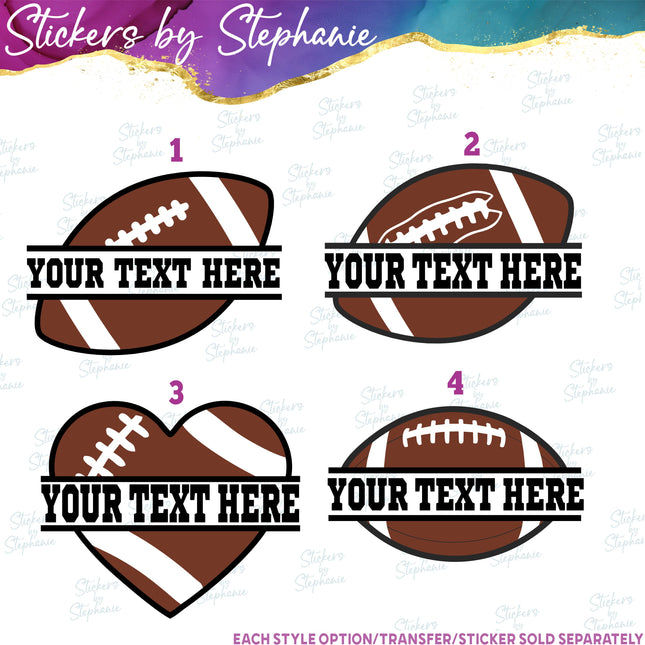 (s06-071) Football Split Text Name Custom Iron-On Transfer