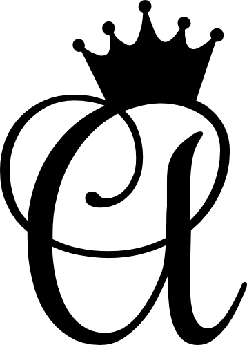 (020-02-A) Princess Crown Script Monogram Letter