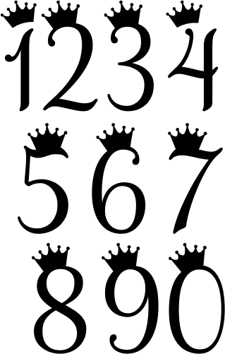 (s020-3A) Princess Queen Crown Script Number
