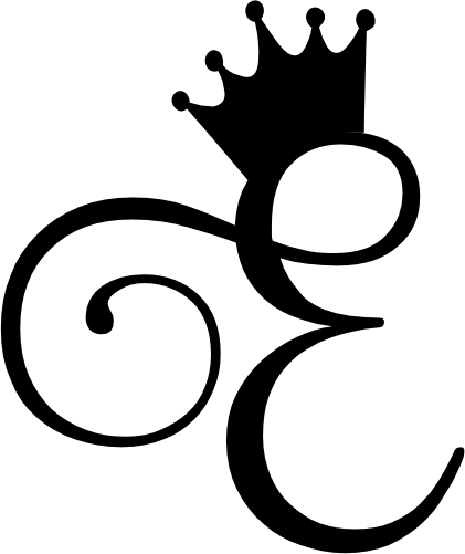 (020-02-E) Princess Crown Script Monogram Letter