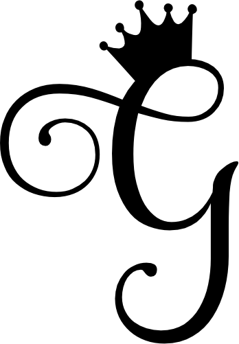 (020-02-G) Princess Crown Script Monogram Letter