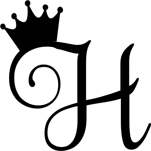 (020-02-H) Princess Crown Script Monogram Letter