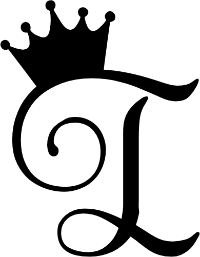 (020-02-I) Princess Crown Script Monogram Letter