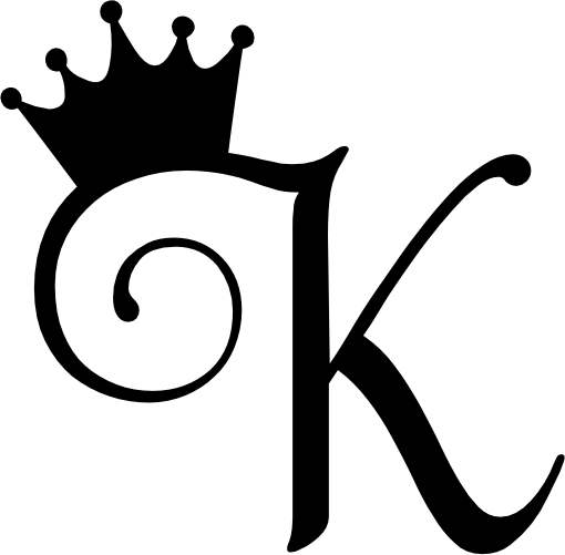 (020-02-K) Princess Crown Script Monogram Letter