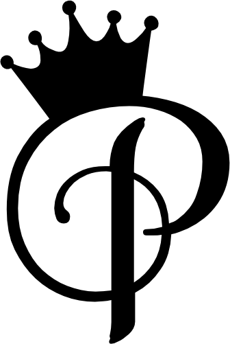 (020-02-P) Princess Crown Script Monogram Letter